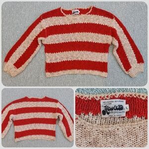 Striped Sweater, Coarse Knit, Cropped , Sz L